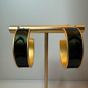 Brackish guinea and pheasant hoop earrings